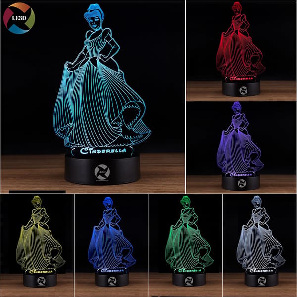 3D Optisk Illusions Natlampe - 7 LED Farveskiftende Lampe
