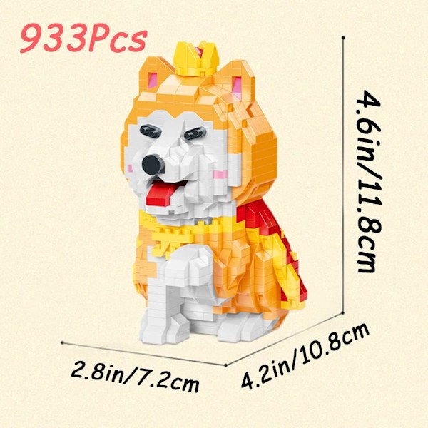 Shiba Inu Byggeklodser, Mini Mursten Byggesæt Hund, Sød Dyre Serie Mikro Mini Byggeklodser Sæt, Hund Mikro Byggeklodser til Drenge & Piger