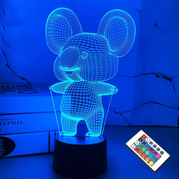 3D Koala Night Light Animal Illusion LED-lampa för barnrummet