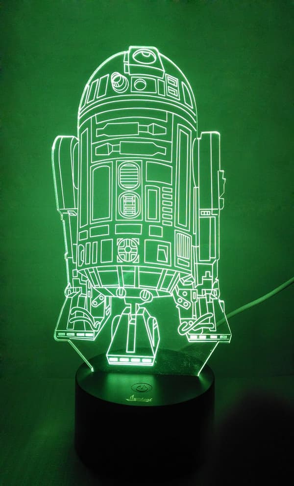 R2-D2 Robot 3D Natlys LED Illusion Lampe Sengelampe Bordlampe
