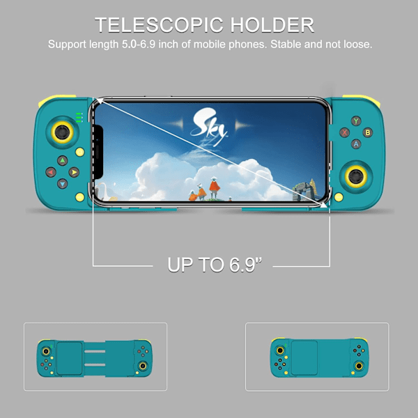 Bluetooth-kontroller för iPhone, Android, direkt spel, låg latens, telefonkontroller spelkontroll joystick för Galaxy S23 S22 S21 20 Ultra, iPhone 14 13 1 Blue