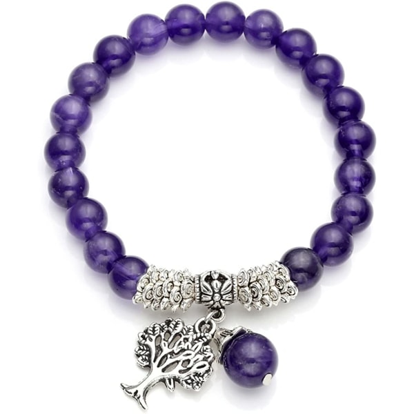 Naturlig Ametist Armband 8mm Beads Aura Energy Lavender Lif