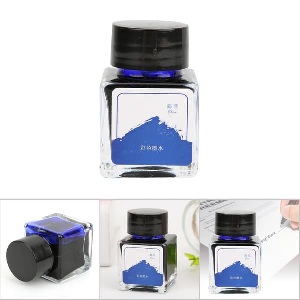 Blækpatron til fyldepen, ikke-carbonblæk, 12 farver valgfrit (havblå 20 ml)