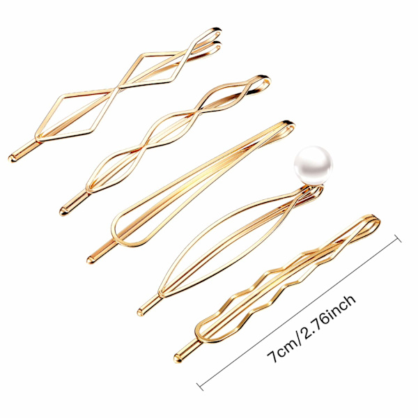 10 stk. Bobby Pin hårnål geometrisk metall hårklemme hårspenner for kvinner jente hårstylingnåler Gold