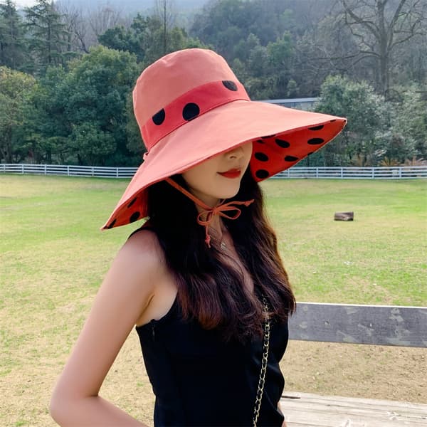 Dame Bredskygget Solhat Foldbar Slap Hat Vendbar Sum Red
