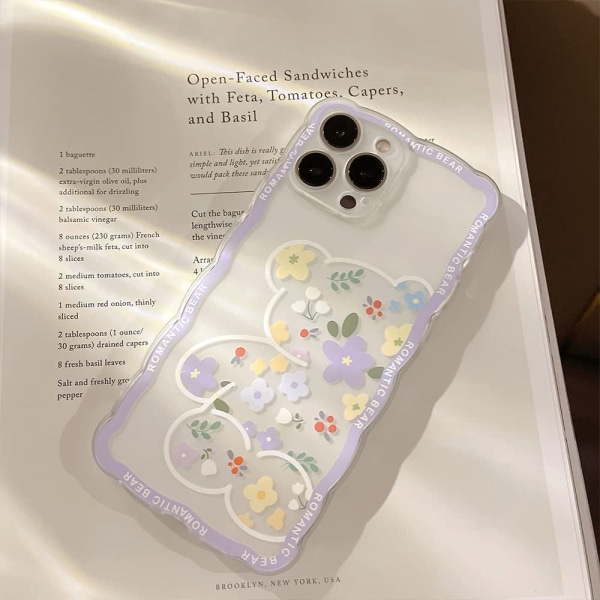 Kompatibel med iPhone 11 Skal Transparent Söt Blommig Björnen