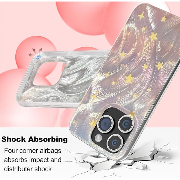 Telefon Hard Case Kompatibel med iPhone Case Slim Holografisk Fade Star Kvinder Piger, Hard PC Stødsikker Beskyttende Design iPhone 15 Pro Max