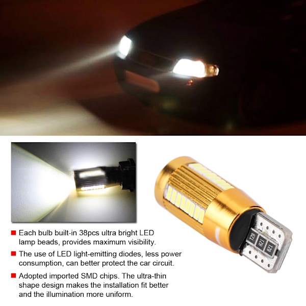 10 stk T10 3014 38SMD LED Bil Dekodning Canbus Pære Fejlfri Bredde Lampe Nummerpladelys