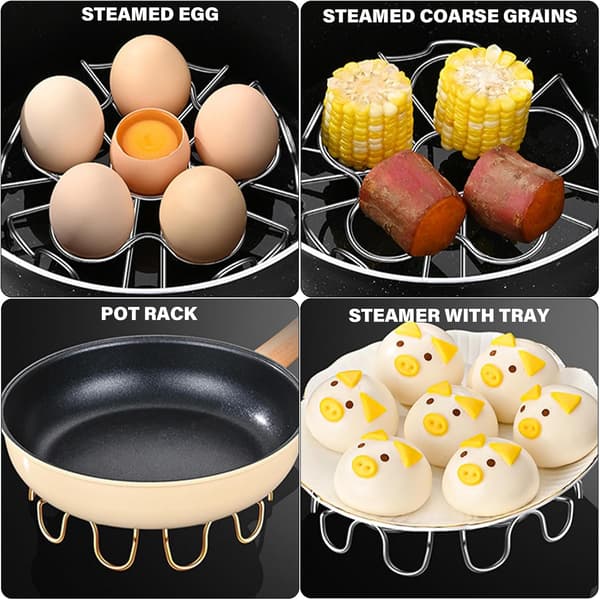 6,3 tommer rund dampstativ i gullfarget rustfritt stål for egg, multifunksjonell kokestativ for gryter golden