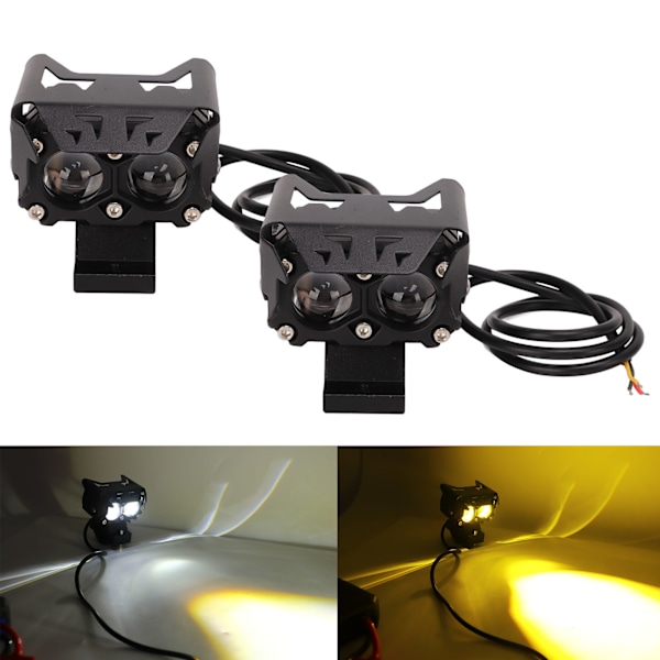 Motorsykkel LED-spotlight med dobbeltlinser, to farger, 12‑20V, universell for pickupbiler, biler, SUV-er, ATV-er