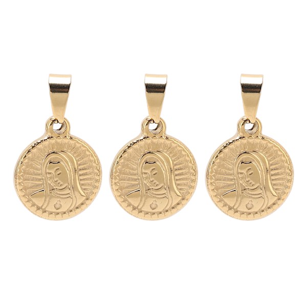 3PCS Mini Reliefs Jomfru Maria Anheng Avtakbar Rustfritt Stål Jomfru Maria Halskjede Jomfru Anheng for Religiøs GaveRF22-SP23