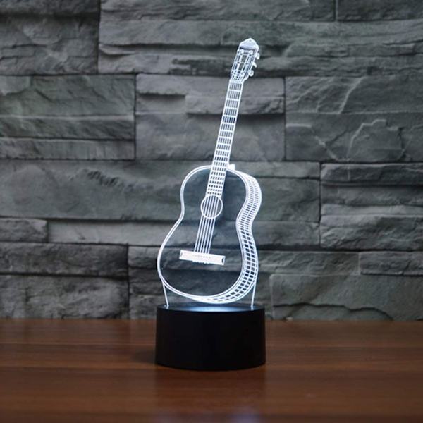 Guitar 3D Model Visuel Optisk Illusion 7 Farveskift Touch