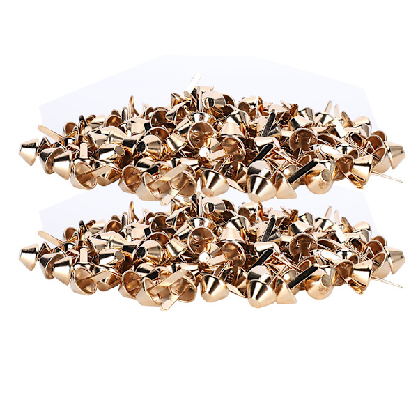 200 stk. 12 mm fødder nitter messing pung taske nitter spand form hardware montering DIY tilbehør lys guld