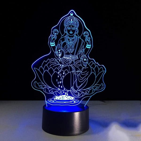 Natlampe 7 Farveskiftende 3D Visuel Lakshmi Model Nig