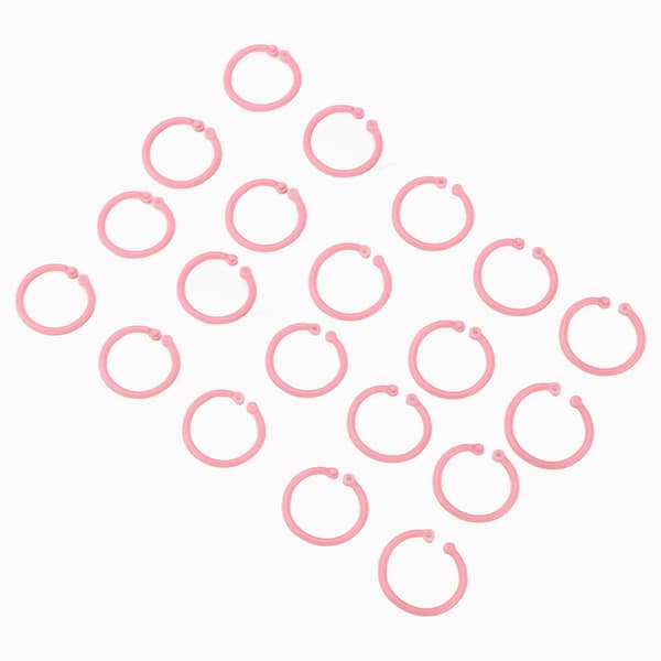 20 stk. bogbinderinge, fleksible løse blads spænder, 30 mm papir enkelt ring til kortfiler, pink