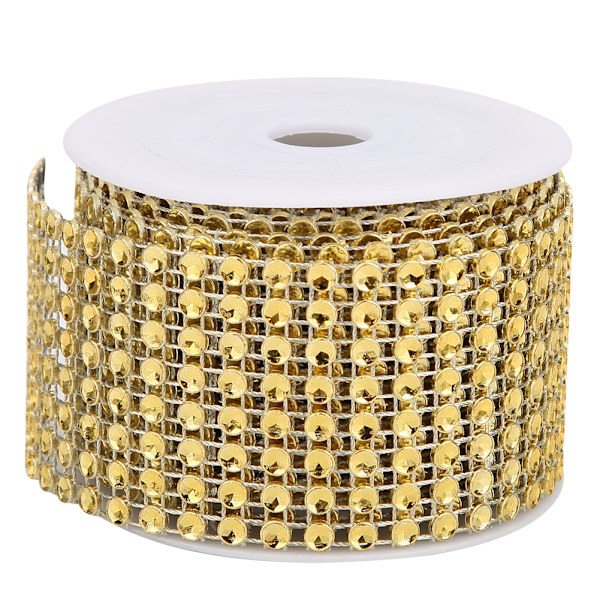 3PCS Rhinestone Mesh Roll Shiny Diamond Wrap Ribbon Trim DIY Håndlavet DekorationGuld