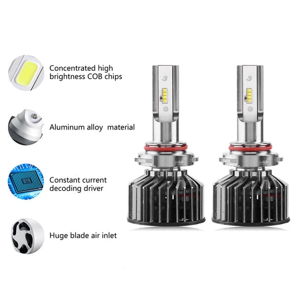 1 Par Super Lyse Bil LED-Hodelyskit Hodelyspærer 6000K 55W 9012