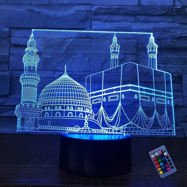 Kreativ 3D islamisk slott nattlampa 16 färger byter US