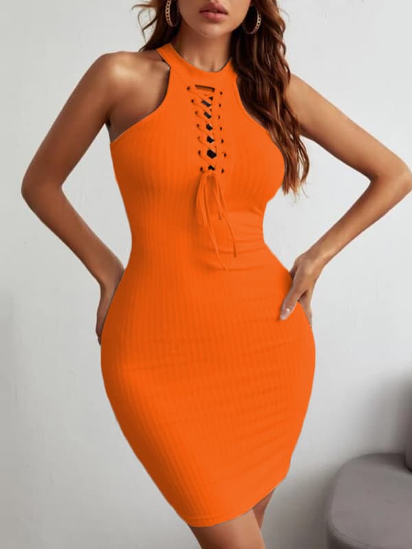 Buttocks Casual Kjole Off Shoulder Kjole (Orange M)