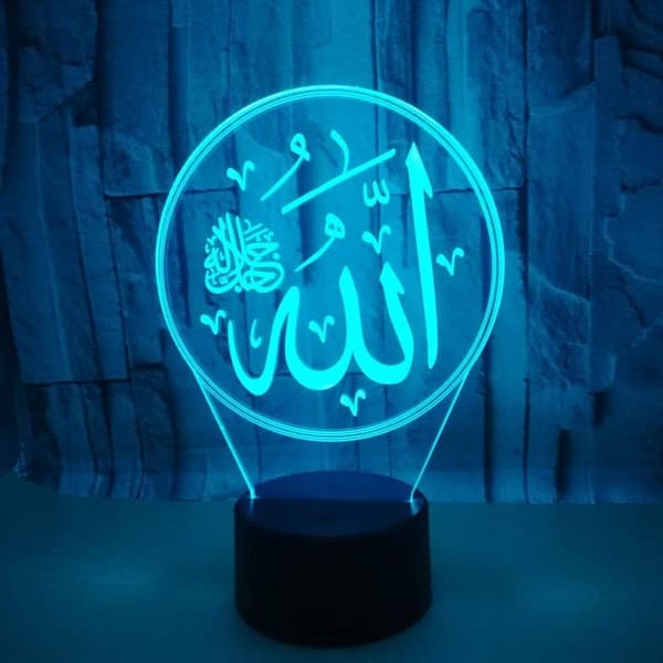Kreativ 3D Islamsk Nattlampe 16 Farger Endring USB-strøm