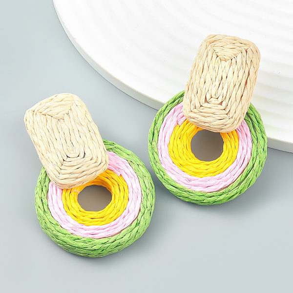 Raffia Runda Örhängen, Rotting Hoop Dangle Öra