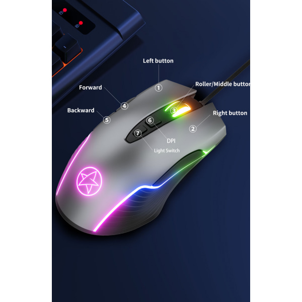 G901RGB Gaming Mus Kabelbunden Programmerbar Ergonomisk USB Mus
