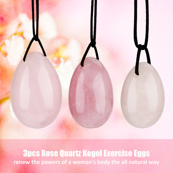 3 st Rose Quartz Yoni Ägg Kegel Övning Healing Kristall Sten