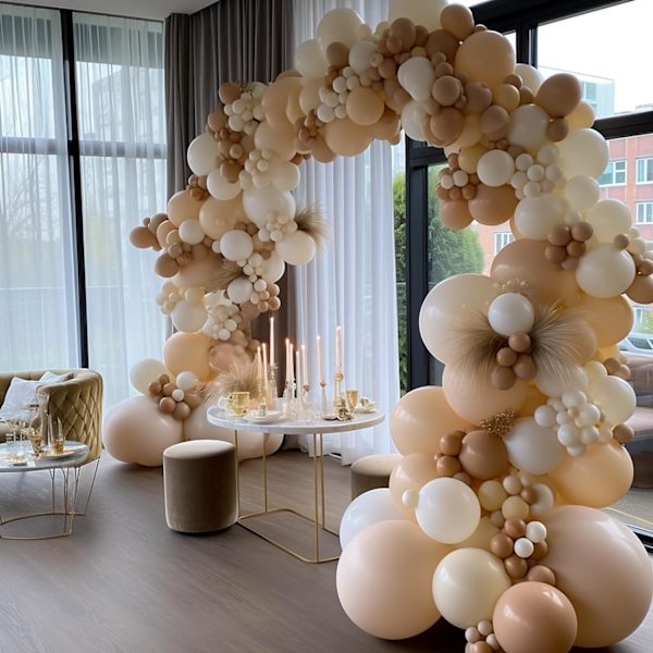 130 stk. hvide sandballoner i forskellige størrelser 18\" 12\" 10\" 5\" ballonbue guirlande sæt perfekt til fødselsdagsfest, dimission, babyshower, bryllup, Holi White Sand