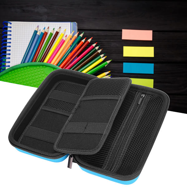 Stationery Bag MultiFunction Portable MultiPurpose LargeCapacity Pens Storage Case(Blå )