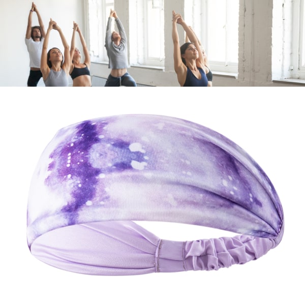 Yoga treningshodebånd, fasjonabel tie dye svetteabsorberende bredt pannebånd for fitness, løping og sykling Blue