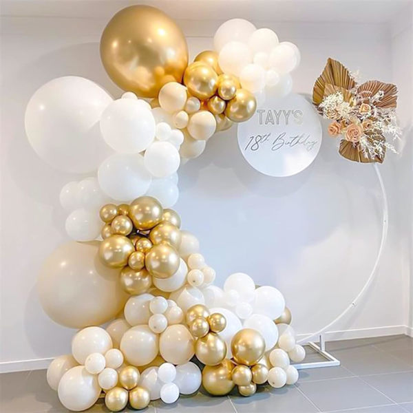129 st metalliska guldballonger latexballonger i olika storlekar 18 12 10 5 tum festballongset för födelsedagsfest examen bröllop semesterballong Gold