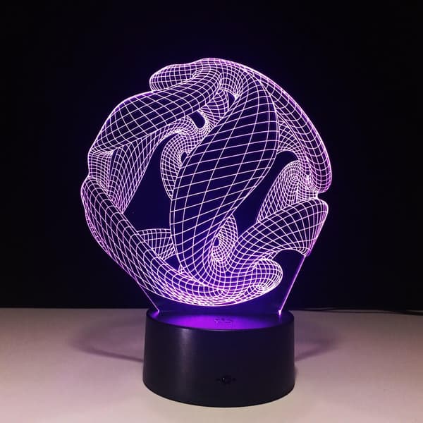 Kunstnerisk Abstraksjon Moderne 3D USB Nattlys Fargerik Colo