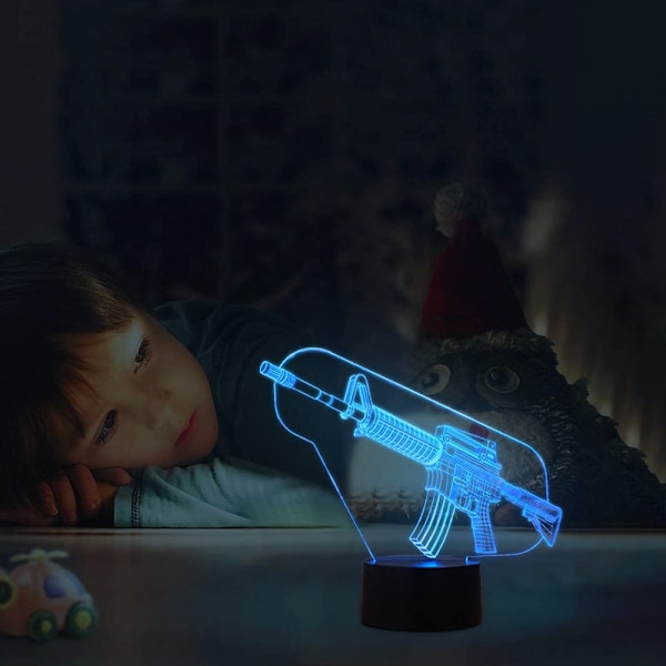 3D Natlys Pistol Gevær Legetøj 2D Lampe Jul Julefestival Fødselsdag Valentinsdag Gave