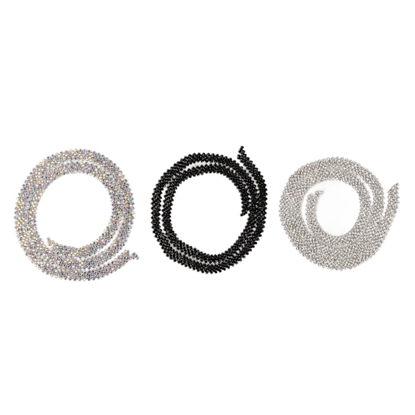 3 meter 5 rader strass trim glittrande gnistrande vacker 3 färger strass kedja applikation för bröllopskläder