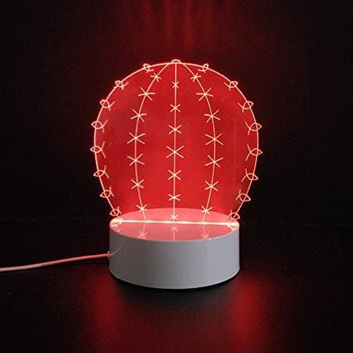 3D Kaktusblomst Nattlys Bord Skrivebord Optisk Illusjon Lampe
