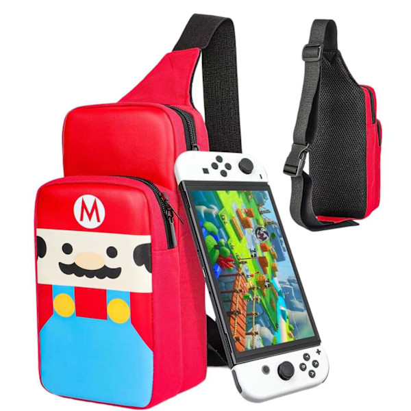 Sød Rejsetaske til Nintendo Switch/Lite/OLED/Steam Deck, Bærbar Crossbody Skuldertaske til NS SD Konsol Dock Joy-Cons Tilbehør Opbevaring Red