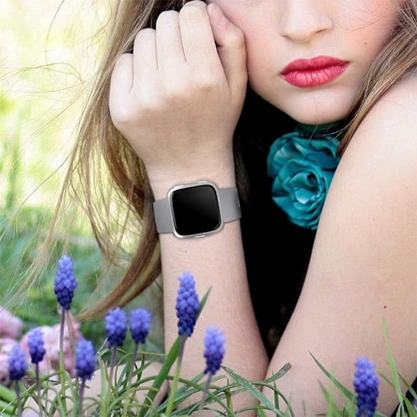 Älykellon ranneke sopii Fitbit versa älykellolle, versa 2 ja versa Lite se -kelloille naisille ja miehille (Harmaa-L)