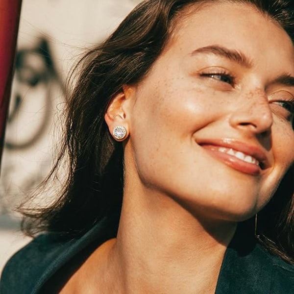 4 Par Sterling Silver CZ Örhängen för Kvinnor 14K Guldpläterade Briljanta Keltiska Hjärta Stora Örhängen Set Cubic Zirconia Örhänge Gold