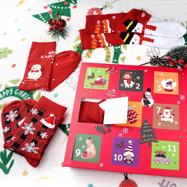 12 Dagar av Julstrumpor Adventskalender för Kvinnor – Adventskalender 2024 Festlig Semester Nedräkning med Roliga och Färgglada Julgåvor för Kvinnor Women