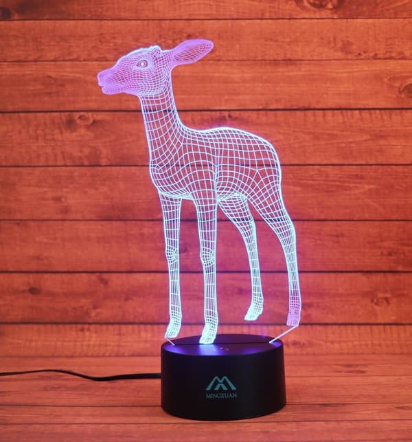 3D Dyr Hjort Natlampe 7 Farve LED Touch Bordlampe