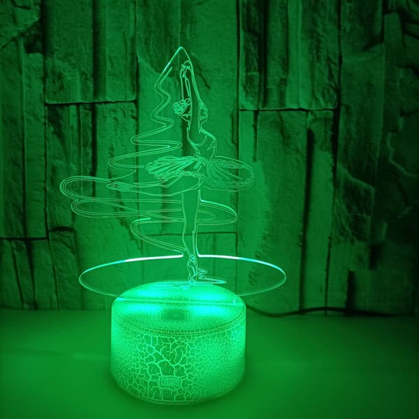 Kunstnerisk Gymnastik 3D Natlampe, 7 Farver Skiftende med Til