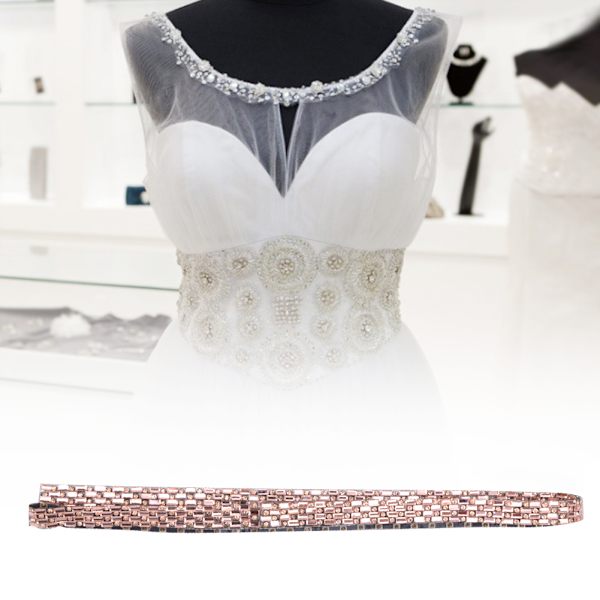 100cm Strass-Kette Heißfix Kristallglas Kette DIY Kleidung Gürtel DekorationChampagner 1cm 4 Reihen