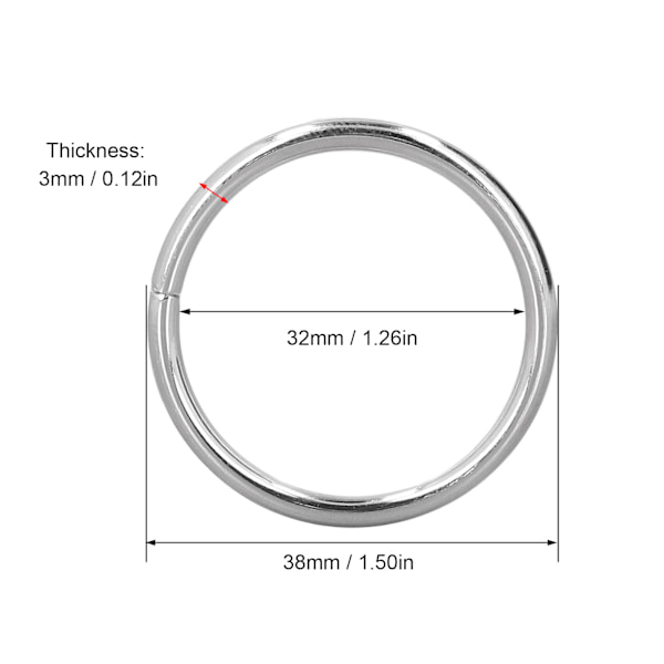 50 stk. metalringe i holdbart og robust jern, multifunktionelle, blanke, lyse farver, metal O-ringe til DIY-projekter 32x3mm sølv