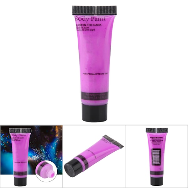 10ml ansikts- och kroppsmålningsrör Tvättbar ritning Fluorescerande pigment för dansfest (lila)