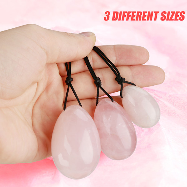 3 st Rose Quartz Yoni Ägg Kegel Övning Healing Kristall Sten