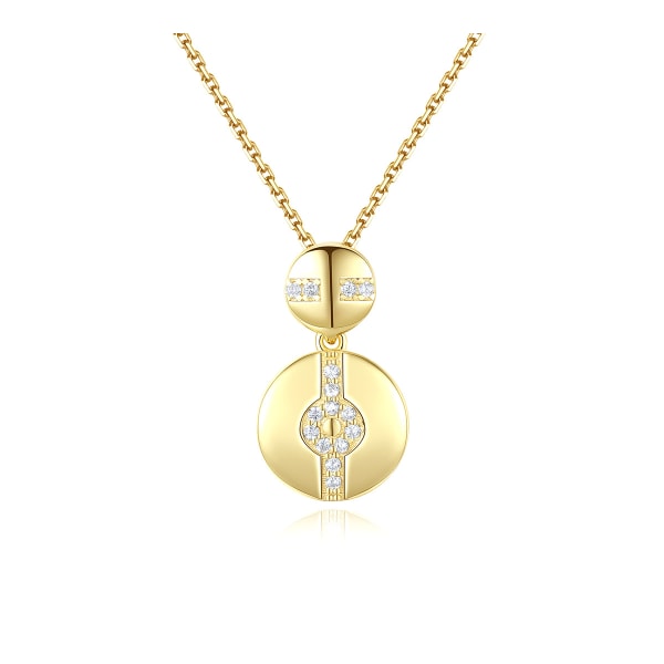 925 Sterling Silver Guldpläterat Smycke Zirkon Hänge Halsband