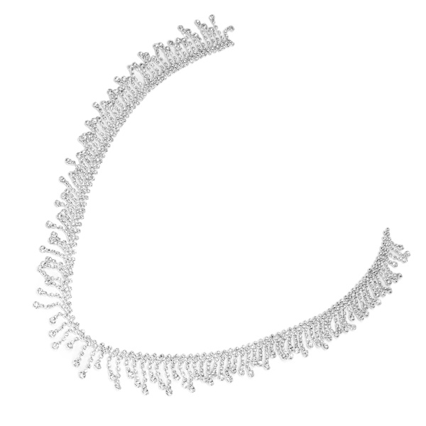 Rhinestone Fringe 1 Yard Elegant Style Highly Durable Exquisite Glossy Eco Friendly Rustproof Widely Used Rhinestone TrimOblique Circular Rhinestone