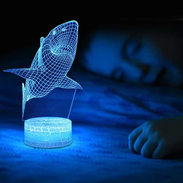 Nice Dream Hai 3D Optisk Illusionslampe, 3D Nattelys for Barn