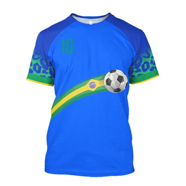 Brasiliansk landslagströja herr T-shirt O-hals Oversize kortärmad herrkläder 3D-tryck brasiliansk flagga urval fotbollslagströja Q00123T M