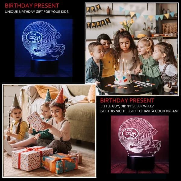 Fodboldhjelm Form 3D LED Optisk Illusion Akryl Natlampe